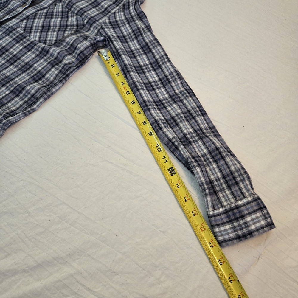 Lucky Brand Womens Small Tiny Plaid Blue Button Up Long Sleeve Pockets‎ Cowgirl - Picture 9 of 13